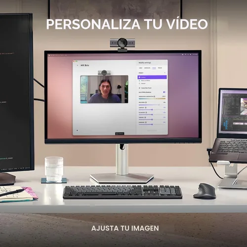 Vista 5 de Logitech MX Brio Ultra HD 4K Cámara web de colaboración y transmisión, 1080p a 60 FPS, modo Show, funciona con Microsoft Teams, Zoom, Google Meet