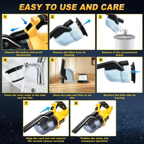 Vista 3 de Aspiradora inalámbrica compatible con batería DeWalt de 20 V, aspiradora 5 en 1 sin escobillas con potente motor de 50 KPA y 500 W, aspiradora
