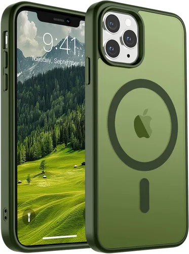 Vista 43 de SUPFINE Funda magnética para iPhone 11 Pro Max (compatible con MagSafe) (protección contra caídas de grado militar), delgada, translúcida mate, a
