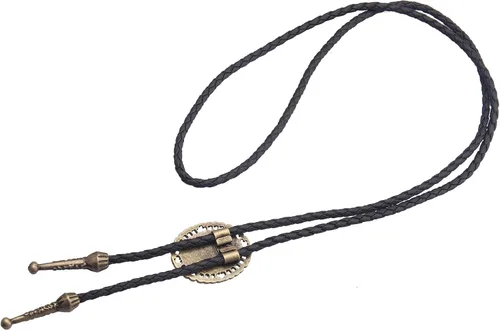 Vista 443 de Jeilwiy Corbata de bolo para hombre, corbata de vaquero occidental, collar de corbata de bolo dorado, corbata de cuero, corbata de Halloween