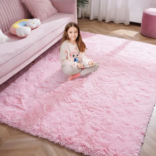 Vista 178 de Softlife Alfombra naranja para dormitorio, alfombra de felpa esponjosa para sala de estar para niñas, alfombra lanuda para niños, alfombra suave