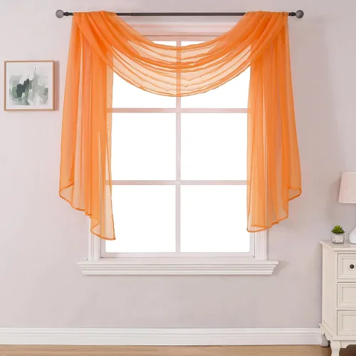 Vista 28 de Bufanda transparente para ventana de 144 pulgadas de largo, color azul bebé, perfecta como bufandas de cenefa, así como toldo de cama o decoración