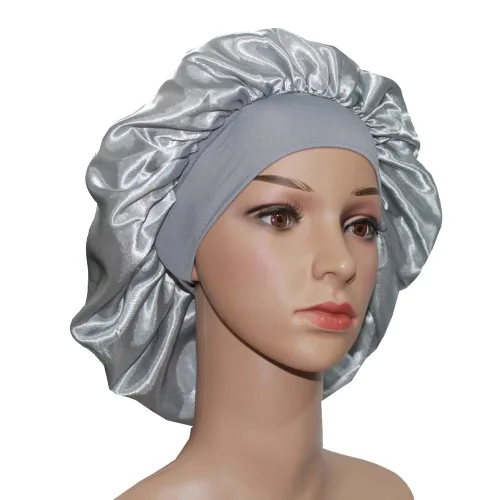 Vista 14 de VEYRNEIC Gorro de satén para el cabello para dormir, gorras de seda para quimioterapia con banda elástica ancha, gorro de dormir para mujeres