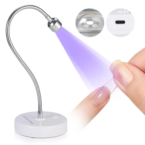 Vista 8 de SAVILAND Lámpara LED UV para uñas: Mini luz UV de 36 W para uñas de gel con soporte para cepillo de uñas, lámpara de uñas de gel y luz de curación