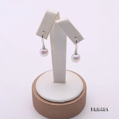 Vista 2 de Pendientes de perlas JYX de 0315in para mujer de plata de ley 925 pendientes de gancho de perlas cultivadas de agua dulce blanco AAA