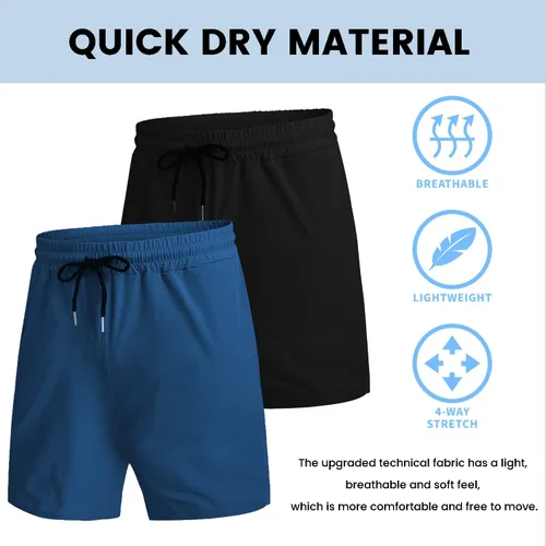 Vista 4 de COOFANDY - Paquete de 2pantalones cortos de entrenamiento para hombre, diseño con bolsillos, de secado rápido, para fisicoculturismo, levantamiento