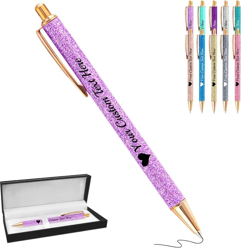 Vista 119 de Bolígrafos de purpurina personalizados con nombre impreso, bolígrafo personalizado con barril de metal, retráctil, bonito y elegante, regalos