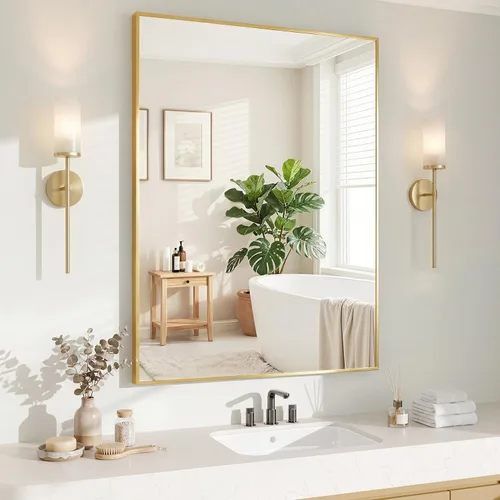 Vista 38 de Koonmi Espejo de pared rectangular negro, espejo de baño de 20 x 30 pulgadas, espejo de tocador con marco de aluminio para entrada, sala de estar