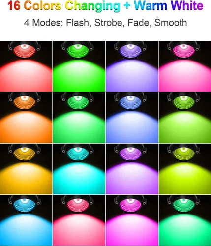 Vista 2 de ZUCKEO Luces de Paisaje que Cambian de Color de 12W RGB de Bajo Voltaje Iluminación de Paisaje Control Remoto, Foco LED Impermeable para Exteriores