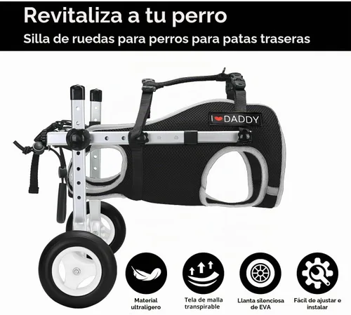 Vista 3 de [Usado] Dog Wheelchair for Back Legs,Adjustable Lightweight Aluminum Profile Pet Wheel Chair Has Added Hand-Carrying Assistance and Reflective