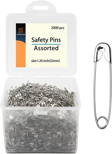 Vista 7 de 1000 piezas de alfileres de seguridad, alfileres de seguridad de 32 mm al por mayor, resistentes al óxido, paquete variado resistente, perfecto