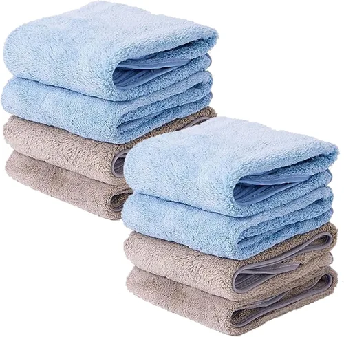 Vista 4 de Berlune 8 baberos para adultos para hombres y mujeres, baberos grandes para adultos mayores, lavables, ajustables, tela de rizo, protectores de ropa