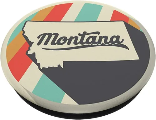Vista 2 de Cultura de Pop Montana State hogar Retro 70s Vintage MT Rainbow popsockets soporte para Smartphones y Tablets