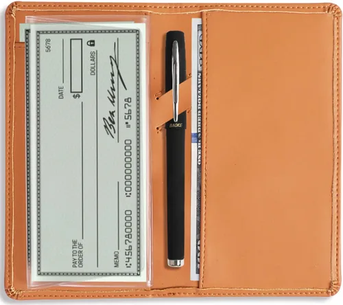 Vista 48 de Sanlykate Funda de libro de cheques de cuero para hombres y mujeres, estuche de libro de cheques con bloqueo RFID con tarjetero y divisor gratuito