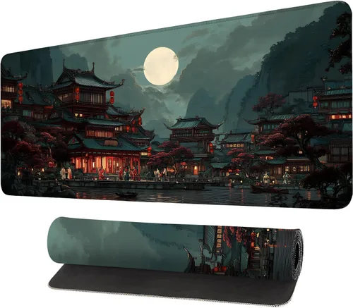 Vista 28 de Alfombrilla de mouse extragrande para juegos con base de goma antideslizante, impermeable para teclado, mouse y oficina, perfecta para jugadores
