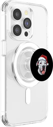Vista 3 de Dogo Argentino Dog Christmas Portrait PopSockets MagSafe PopGrip for iPhone