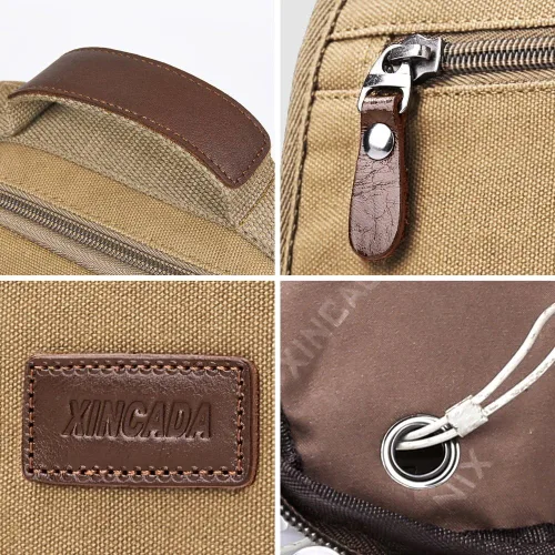 Vista 9 de XINCADA Bolsa de mensajero para hombre bolsa de hombro de lona bolsa de viaje bolsa cruzada para trabajo negocios Carbón negro
