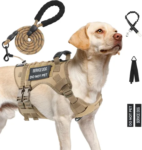 Vista 20 de Arnés táctico sin tirones para perro, tamaño pequeño, chaleco para perro de servicio, S, negro Arnés táctico y correa para perro, arnés ajustable