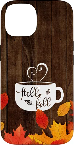Vista 4 de Hello Fall - Taza de café para iPhone 16, diseño de hojas de otoño