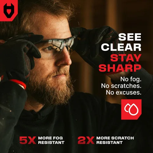 Vista 4 de NoCry Gafas de seguridad antivaho para hombres y mujeres, con clasificación ANSI Z87, resistentes a los arañazos con patillas ajustables