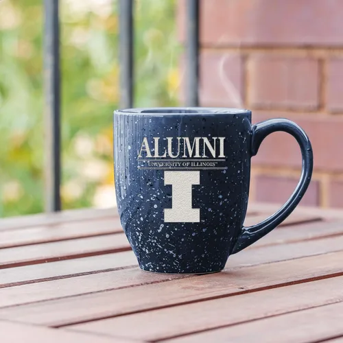Vista 3 de Rico Industries NCAA Illinois Fighting Illini Alumni - Taza de café de cerámica moteada grabada con láser de 16 onzas