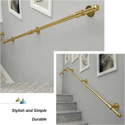 Vista 4 de Pasamanos para escaleras interiores y exteriores, barandillas de escalera barandilla de seguridad para niños mayores con soportes de pared, hierro