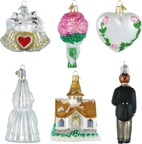 Vista 4 de Colección Boda Set de 6 Adornos de Cristal Old World Christmas 14011