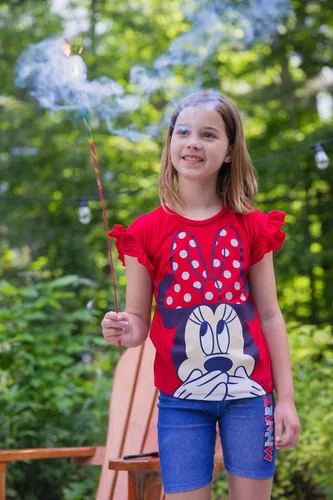 Vista 6 de Disney Minnie Mouse - Conjunto de camiseta sin mangas y pantalones cortos para bicicleta, 3 piezas para niñas