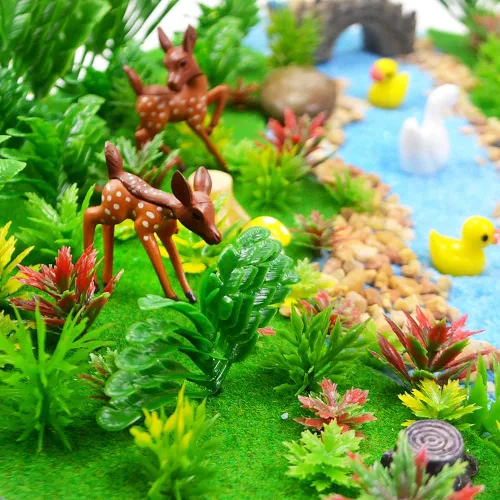 Vista 7 de 110pcs Modelo Plantas Miniatura Juguete Árboles Tren Paisaje Hada Jardín Árboles Diorama Árboles Modelo Paisaje Ferrocarril Parque Jardín Escena