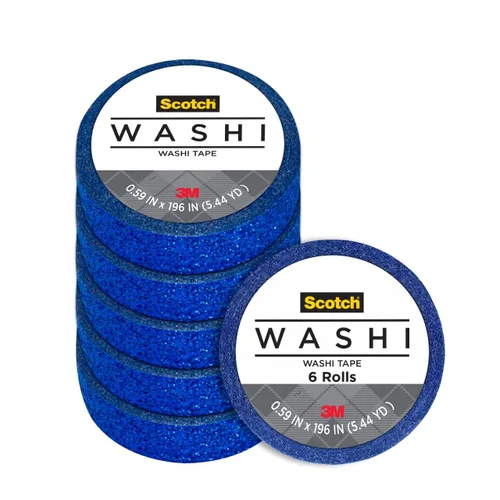 Vista 14 de Scotch Expressions Cinta con purpurina, 0.59 x 196 pulgadas, negro, 6 rollos (C514-BLK)