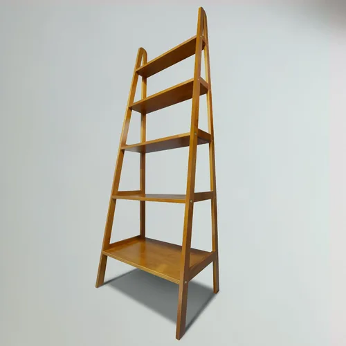 Vista 5 de Casual Home Librería de escalera de 5 estantes de madera maciza 100% estándar, 72 pulgadas de alto, castaño