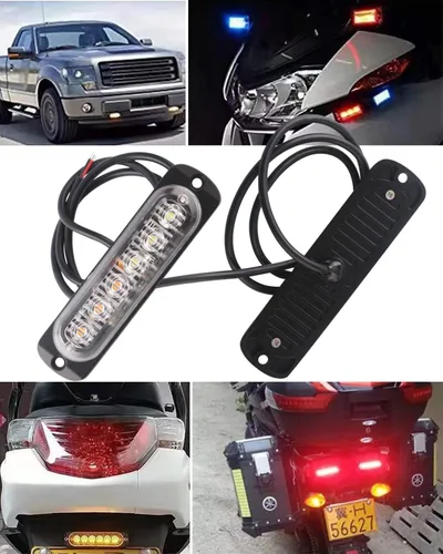 Vista 4 de YONGMING 6 luces LED estroboscópicas intermitentes de emergencia para camiones, vehículos, coches, mini parrilla, luces estroboscópicas de 12 V