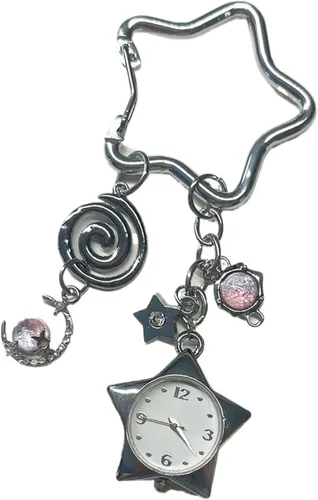 Vista 19 de Vhitler Vintage Keychain Retro Pocket Watch Bag Charms for Handbag Y2k Emo Accessories Backpack Charms 2000s Grunge Aesthetic Hueso Negro