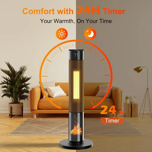 Vista 4 de AKIRES Calentadores de espacio para uso en interiores para habitaciones grandes, calentador de habitación en torre con termostato, oscilante
