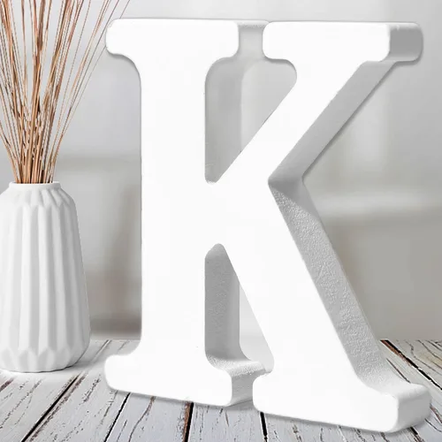 Vista 15 de AOCEAN Letras de madera blanca de 6 pulgadas, letras de madera sin terminar para decoración de pared, letras de pie, rebanadas, decoración