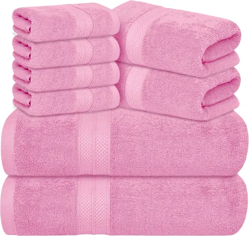 Vista 9 de Avalon Towels Juego de toallas de lujo de 8 piezas, 2 toallas de baño, 2 toallas de mano y 4 toallas pequeñas, 100% algodón hilado en anillo de 600