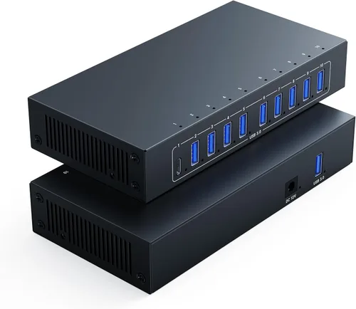 Vista 9 de Hub USB 4 puertos, múltiples concentradores USB 3.0, divisor USB-A para laptop con puerto de alimentación tipo C, extensor para un puerto portátil