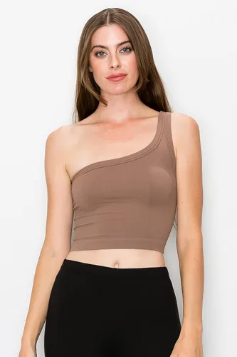 Vista 4 de Kurve Camiseta corta sin mangas para mujer, con un hombro acanalado, sin costuras, tela protectora UV, UPF 50+, fabricada en Estados Unidos