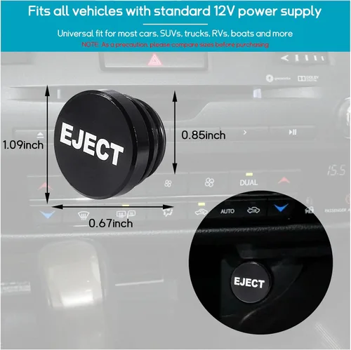 Vista 2 de Augeny Funda para Encendedor de Cigarrillos de Coche, Botón de Expulsión a Prueba de Polvo de Aluminio, Funda Universal para Encendedor