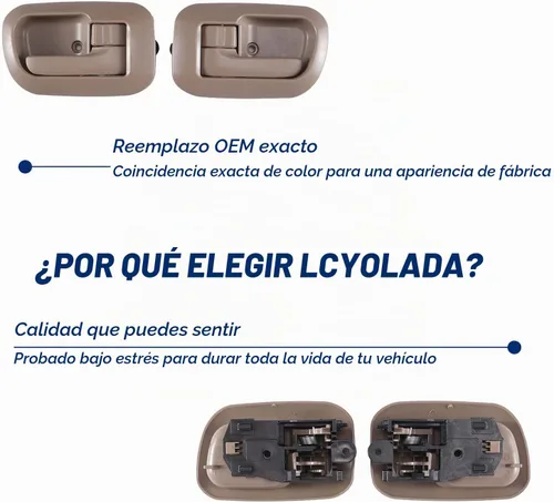 Vista 6 de 1 par de manijas de puerta interiores compatibles con Toyota Sienna 1998 1999 2000 2001 2002 2003, sustituye a OE 80533 80504, marrón