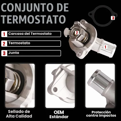 Vista 3 de MITZONE Conjunto de carcasa de termostato de refrigerante de motor de aluminio compatible con Chevy Cruze 2016-2019 Equinox 2018-2025 Buick Encore