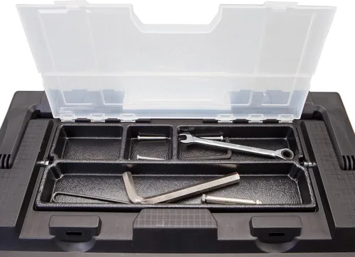Vista 4 de Torin - Caja de almacenamiento organizadora de 19 pulgadas de acero inoxidable y plástico, caja de herramientas portátil con mango largo y bandeja