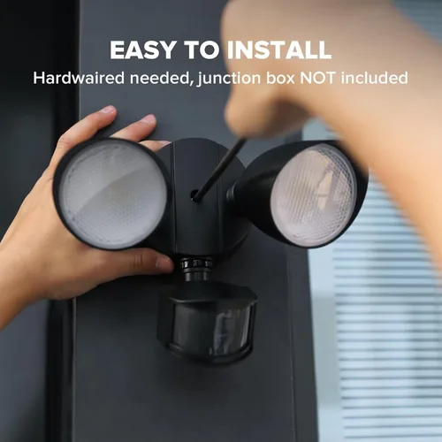 Vista 8 de UME Paquete de 2 Luces LED de Seguridad de 32W 3500 Lúmenes con Sensor de Movimiento para Exteriores, Luz Diurna 5000K, IP65 Impermeable, del Negro
