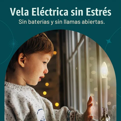 Vista 2 de Holiday Joy Velas de ventana con sensor de atardecer a amanecer con cable