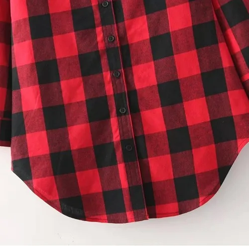Vista 6 de Women's 2023 Summer Tops Plaid Long Sleeve Collar Neck Casual Button Down Dress Shirt Dress Casual Dresses