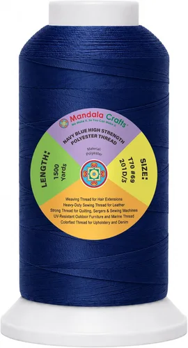 Vista 32 de Mandala Crafts Airforce Blue Tex 70 - Hilo de poliéster para tapicería 1500 Yds T70 UV Resistant Strong Thread for Leather Sewing, Marine