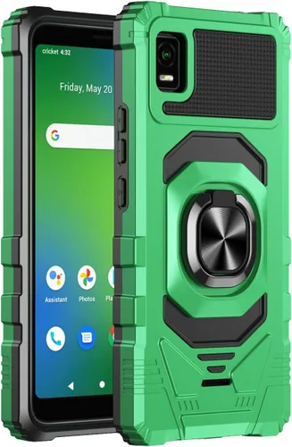 Vista 10 de Compatible con Cricket Debut Smart Case (2022) con protector de pantalla de vidrio templado, protector de cuerpo completo [grado militar], soporte