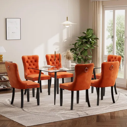 Vista 50 de Baysitone Juego de mesa de comedor de cristal de 51 pulgadas para 4, juego de 5 piezas de comedor moderno, mesa de cocina rectangular de vidrio