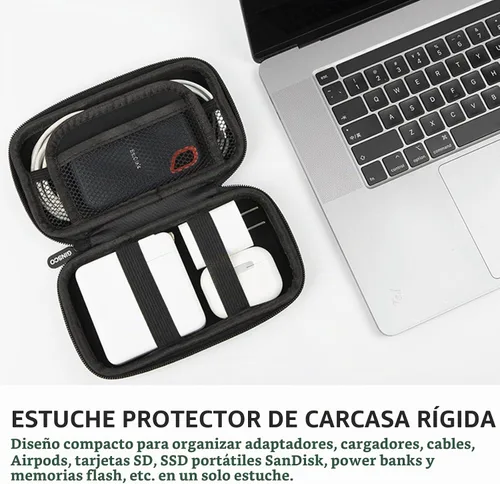 Vista 3 de Ginsco Estuche de protección de carcasa dura, bolsa organizadora de accesorios electrónicos para MacBook Air/pro, adaptadores, cargadores, cables