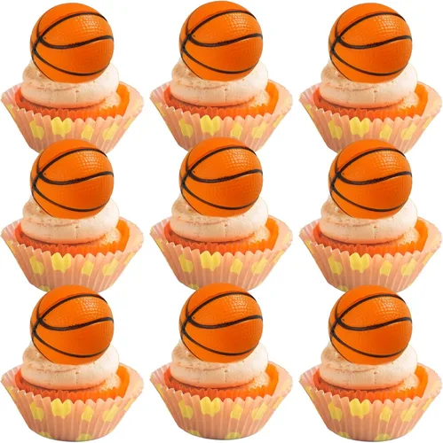 Vista 10 de Gyufise 24 piezas de baloncesto Oh Baby Cupcake Toppers Jugador de Baloncesto Escena Temática Púas de Fruta para Deportes Tema Babyshower Cumpleaños